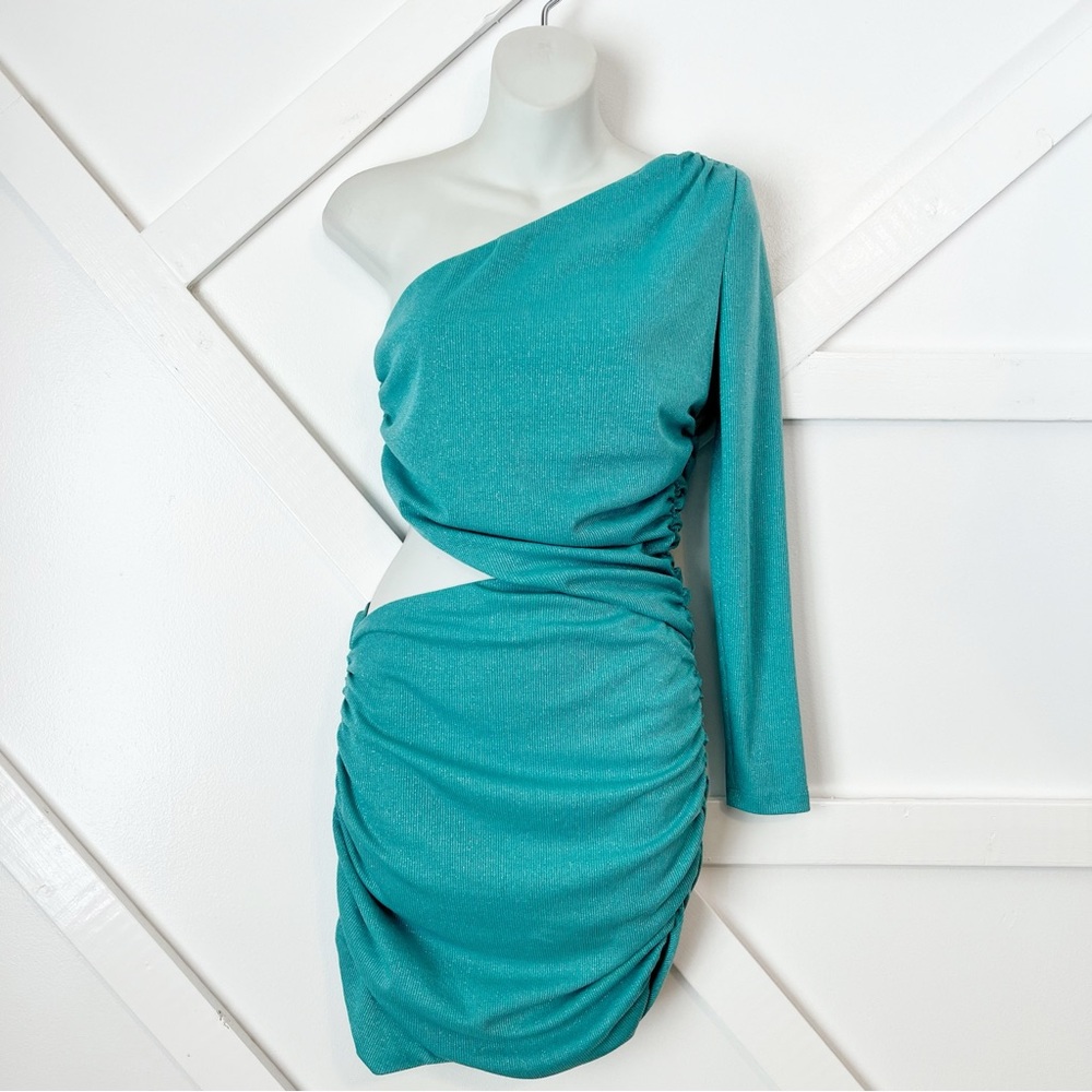 SAYLOR Teal One Shoulder Dress